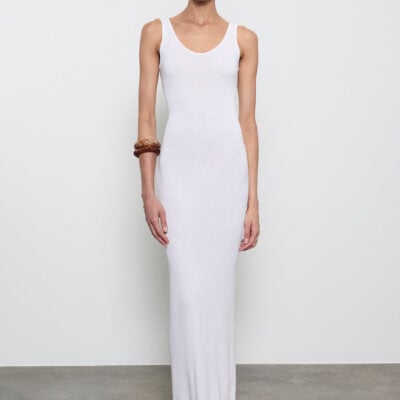 Enza Costa Silk Rib Maxi Dress | White - Image 1