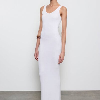 Enza Costa Silk Rib Maxi Dress | White - Image 2