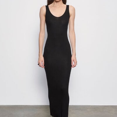 Enza Costa Silk Rib Maxi Dress | Black - Image 1