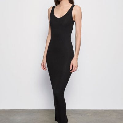Enza Costa Silk Rib Maxi Dress | Black - Image 2
