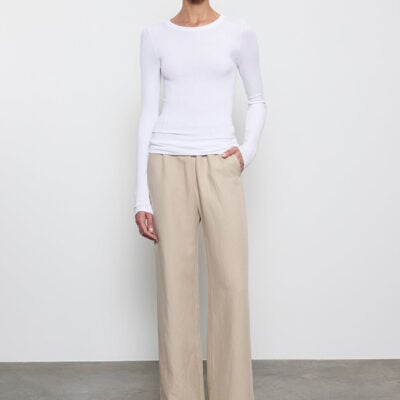 Enza Costa Silk Rib L/S Crew | White - Image 2