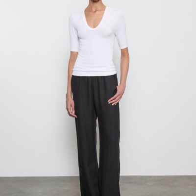 Enza Costa Silk Rib Half Sleeve U | White - Image 2