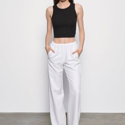 Enza Costa Silk Rib Cropped Tank | Black - Image 2