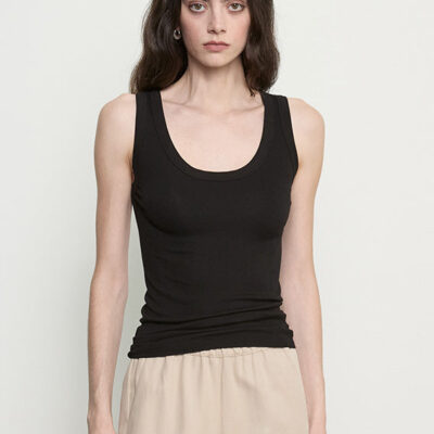 Enza Costa Silk Rib Bold Tank | Black - Image 1