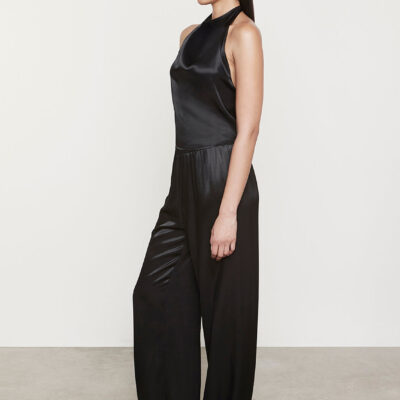 Enza Costa Satin Wide Leg Pant | Black - Image 2
