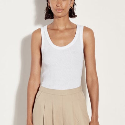 Enza Costa Pointelle Knit Tank | White - Image 1