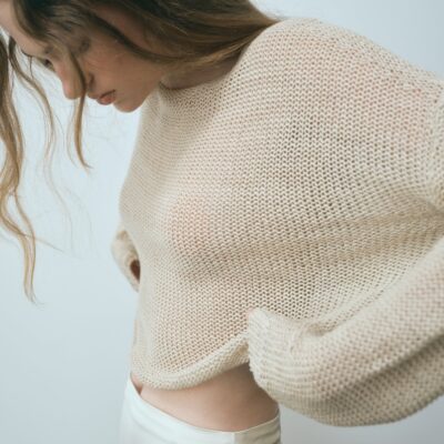 Enza Costa Linen Open Knit Bateau Sweater | Pearl Grey - Image 2