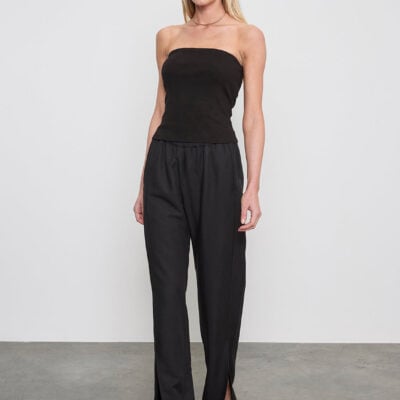 Enza Costa Twill Slash Pant | Black - Image 1