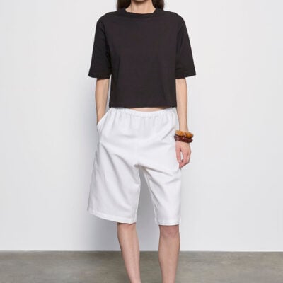 Enza Costa Twill Bermuda Short | Off White - Image 1