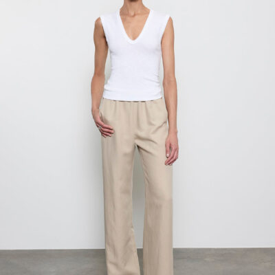 Enza Costa Textured Knit Sleeveless V | White - Image 2