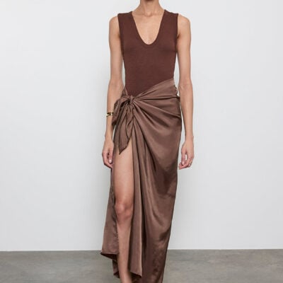 Enza Costa Textured Knit Sleeveless U | Chocolate - Image 2