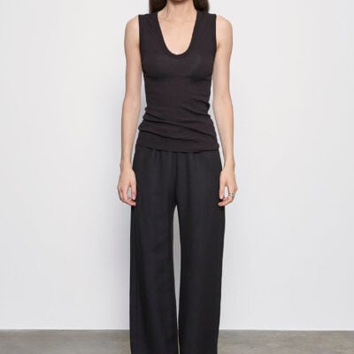 Enza Costa Textured Knit Sleeveless U | Black - Image 2
