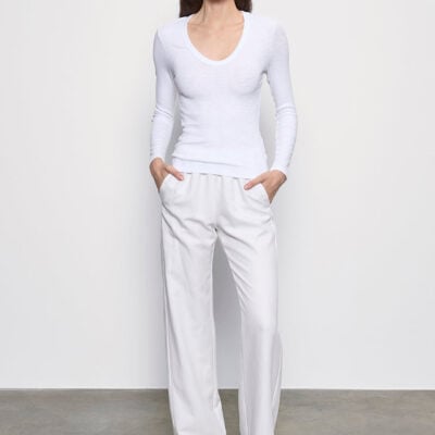 Enza Costa Textured Knit L/S U | White - Image 2