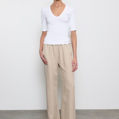 Enza Costa Textured Knit Half Sleeve U | White - Image 2
