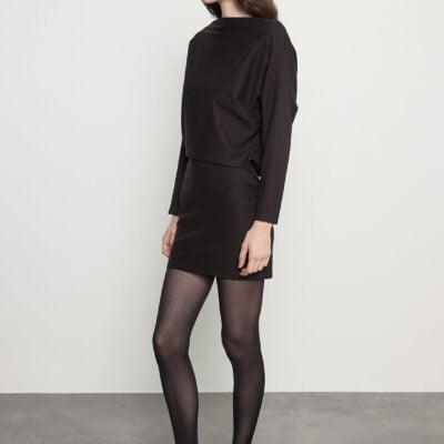 Enza Costa Supima Structured Jersey Dolman Curve Dress | Black - Image 2