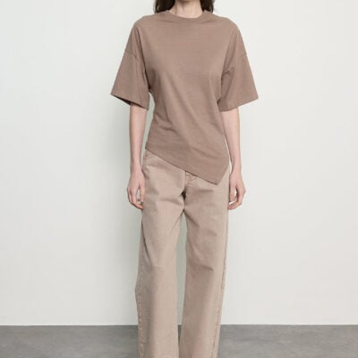 Enza Costa Supima Structured Jersey Asymm Tee | Walnut - Image 2