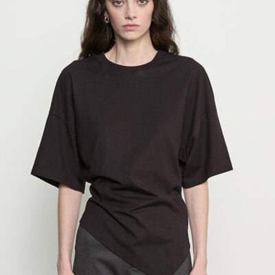 Enza Costa Supima Structured Jersey Asymm Tee | Black - Image 1