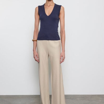 Enza Costa Supima Cotton Sleeveless V | Dark Navy - Image 2