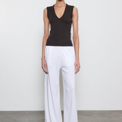 Enza Costa Supima Cotton Sleeveless V | Black - Image 2
