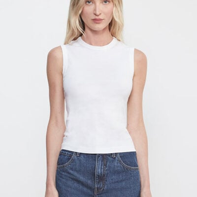 Enza Costa Supima Cotton New Classic Sleeveless Tee | White - Image 1