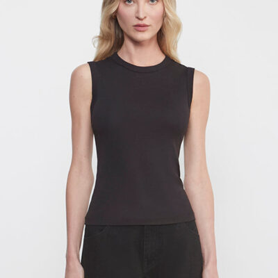 Enza Costa Supima Cotton New Classic Sleeveless Tee | Black - Image 1