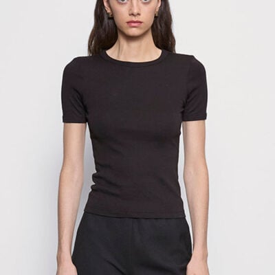 Enza Costa Supima Cotton New Classic S/S Tee | Black - Image 1