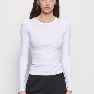 Enza Costa Supima Cotton New Classic L/S Tee | White - Image 1