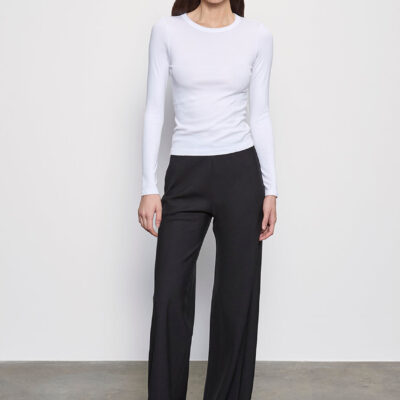 Enza Costa Supima Cotton New Classic L/S Tee | White - Image 2