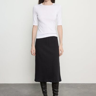 Enza Costa Supima Cotton New Classic Half Sleeve Tee | White - Image 2