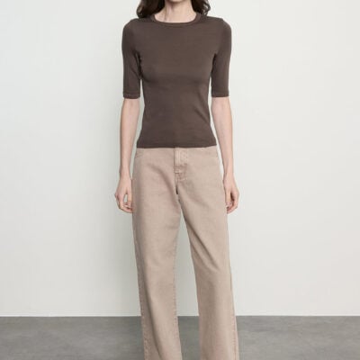 Enza Costa Supima Cotton New Classic Half Sleeve Tee | Espresso - Image 2