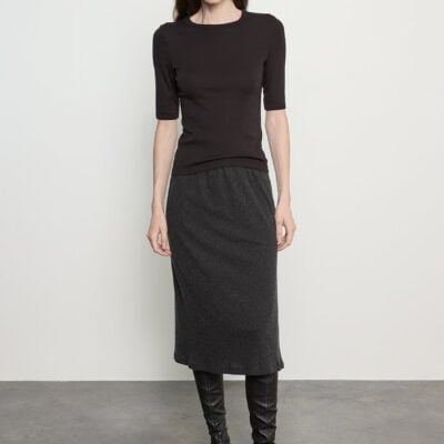 Enza Costa Supima Cotton New Classic Half Sleeve Tee | Black - Image 2