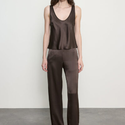 Enza Costa Silk Satin U Tank | Olive Bronze - Image 2