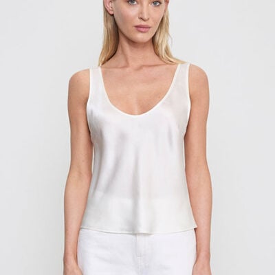 Enza Costa Silk Satin U Tank | Off White - Image 1