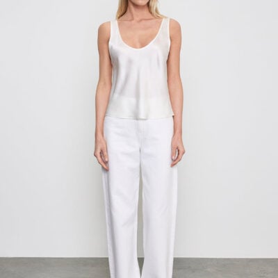 Enza Costa Silk Satin U Tank | Off White - Image 2