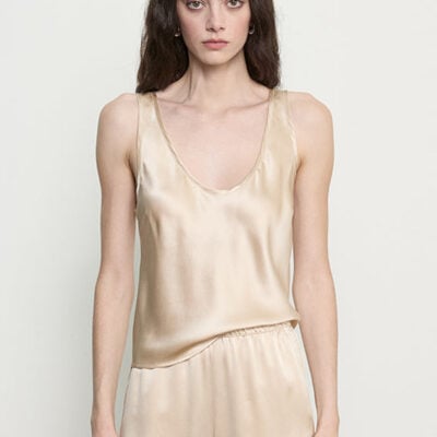 Enza Costa Silk Satin U Tank | Alabaster - Image 1