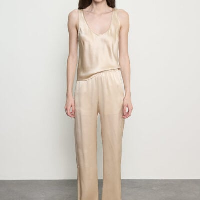 Enza Costa Silk Satin U Tank | Alabaster - Image 2