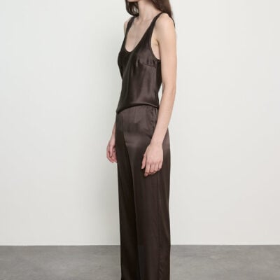 Enza Costa Silk Satin Everywhere Pant | Olive Bronze - Image 2