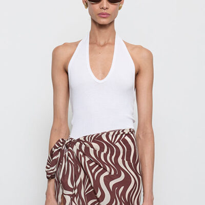 Enza Costa Silk Rib U Halter | White - Image 1