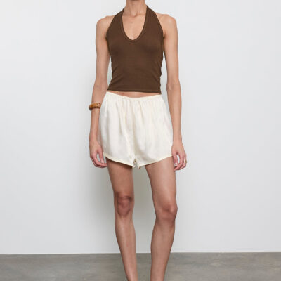 Enza Costa Silk Rib U Halter | Chocolate - Image 2
