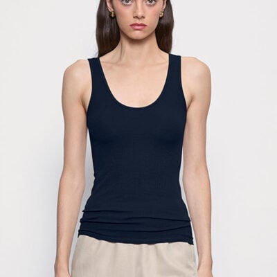 Enza Costa Silk Rib Tank | Indigo - Image 1