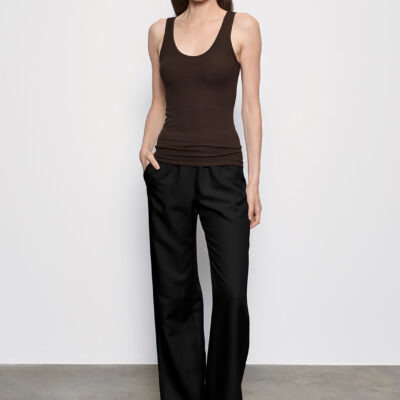 Enza Costa Silk Rib Tank | Coffee Bean - Image 2