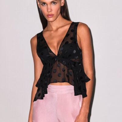 fleur du mal Silk Dot Ruffle Top - Image 1