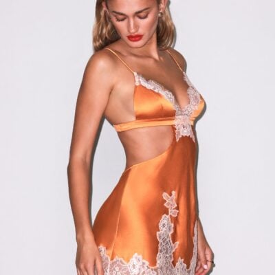 fleur du mal Silk & Lace Cutout Mini Slip - Image 2