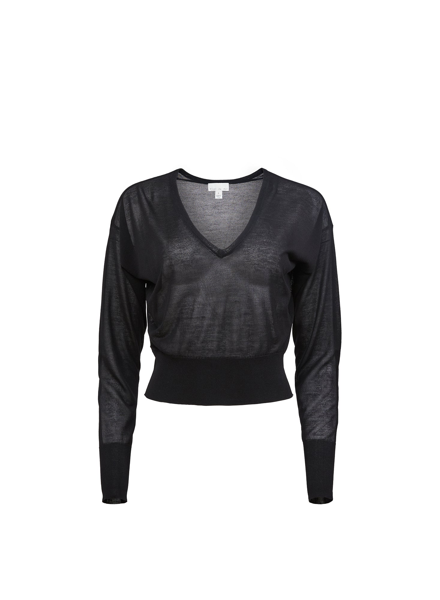 MNFDM140826065934061_3 fleur du mal Sheer Knit V-Neck Sweater - Image 3