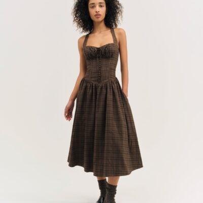 For Love & Lemons University Plaid Midi Dress - Image 1