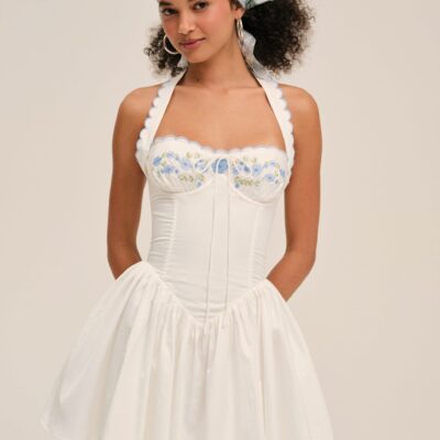 For Love & Lemons Tea Time Poplin Bustier Mini Dress - Image 1
