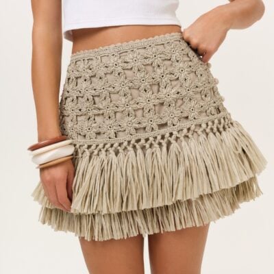 For Love & Lemons Riley Raffia Skirt - Image 1
