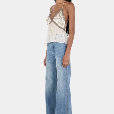 Hansen & Gretel Sophia Beaded Halter Top Silver Veil - Image 2