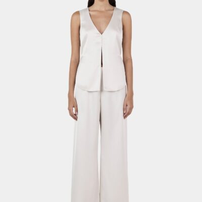 Hansen & Gretel Lane Satin Pant Ivory - Image 1