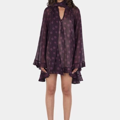 Hansen & Gretel Willow Mini Dress Organic Spot Purple - Image 1